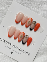 10 pièces de faux ongles à presser faits main, couleur naturelle, forme ballerine cercueil, en gel PMMA peint à la main, personnalisables, pour usage sur les doigts, vente en gros
