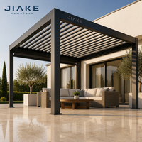 Pergola en aluminium Jiake 6063-T5 avec toit à lames motorisées pour jardin extérieur, patio, gazebo, pavillon, espace de vie, cour arrière