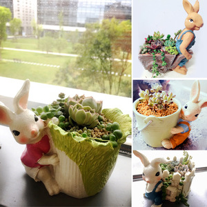 New Arrival resin Bunny hoa nồi nhà ban công trang trí nhà succulents hoa nồi Patio bãi cỏ sân trang trí thỏ động vật trồng - Product Image 2