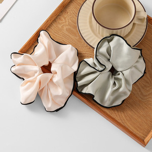 Satin Scrunchies For Women Color <b>Block</b> Trim Hair Accessories Daily Use High Quality Loose Style Round <b>Shape</b> Winter 2025 - Product Image 2