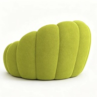 Fauteuil lounge design canapé bulle, tissu tricoté nid d'abeille 3D, mousse moulée, structure monobloc, fauteuil design vert citron