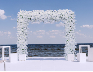 Rose blanche fleur de cerisier événement mariage arc déco accrocher fleur rangée Arrangement fête <span class=keywords><strong>Table</strong></span> pièce maîtresse boule florale rideau fleur - Product Image 6