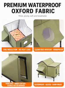 Casa para Mascotas Impermeable con Calefacción, Cama para Gatos de Interior y Exterior, Caseta Cerrada para Animales Pequeños, Uso en Invierno - Product Image 3