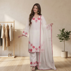 Lanzamiento del nuevo conjunto de fiesta de diseñador con top de satén de rayón y pantalones palazzo Farshi con dupatta. - Product Image 1