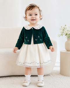 Gorgeous Velvet Embroidered <b>Girls</b>' Ensemble with <b>Bolero</b> for Formal Events - Product Image 5