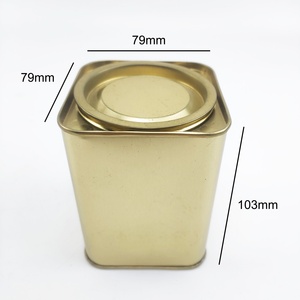 Square Tin Box 650ML Gold Sealed Tea <b>Jar</b> Biscuit <b>Cookie</b> Can Custom Printed Metal Packaging Box - Product Image 2