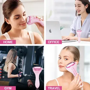 2024 Neu eingetroffen solide aluminium rosa modische Ice-Gesichtsrolle für Hautkühlung mit W und V Eisformungs-Massagerrolle