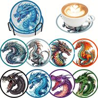 Ensemble de 8 sous-verres à peindre au diamant, bricolage artistique, sous-verres en strass avec support de rangement