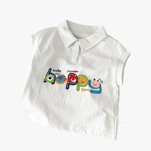 Tenue polo pour enfants 100% coton sans manches, vêtements d'été, nouveaux tops tendance pour garçons et filles, logo personnalisable, tops polo - Product Image 4