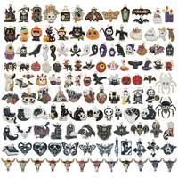 Accessoires de bricolage Halloween transfrontaliers pour enfants fantôme crâne chauve-souris goutte d'huile conception alliage pendentif mode pendentifs breloques