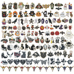 อุปกรณ์ DIY ฮาโลวีนแบบข้ามพรมแดนสำหรับเด็กจี้รูปหัวกะโหลกผีค้างคาวน้ำมันดีไซน์แบบห้อยโลหะผสมจี้แฟชั่น - Product Image 5