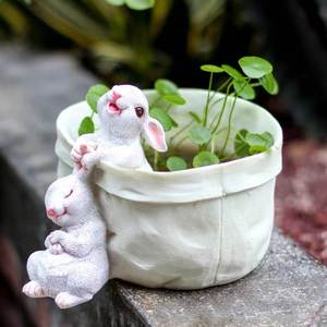 Personnalisé Mignon Lapin Planteur Pots Animal Succulent Planteur Décor Pots De Jardin En Forme De Statue Balcon Patio Lapin Résine <span class=keywords><strong>Pot</strong></span> De Fleur - Product Image 2