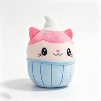 Peluche chat ronde personnalisée en forme de crème glacée, peluche cupcake moelleuse, peluche chat avec pépites et crème fouettée