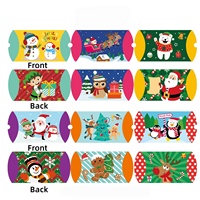 Boîte en papier blanc vide en forme d'oreiller avec motif imprimé de dessins animés colorés, réutilisable pour cadeaux, bonbons, biscuits, idéale pour les fêtes, vente en gros
