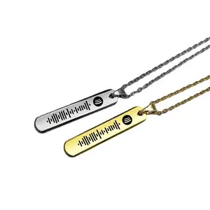 Collier gravé au laser en acier inoxydable <span class=keywords><strong>Spotify</strong></span> Music Scan Code de partage de code personnalisé bricolage - Product Image 1