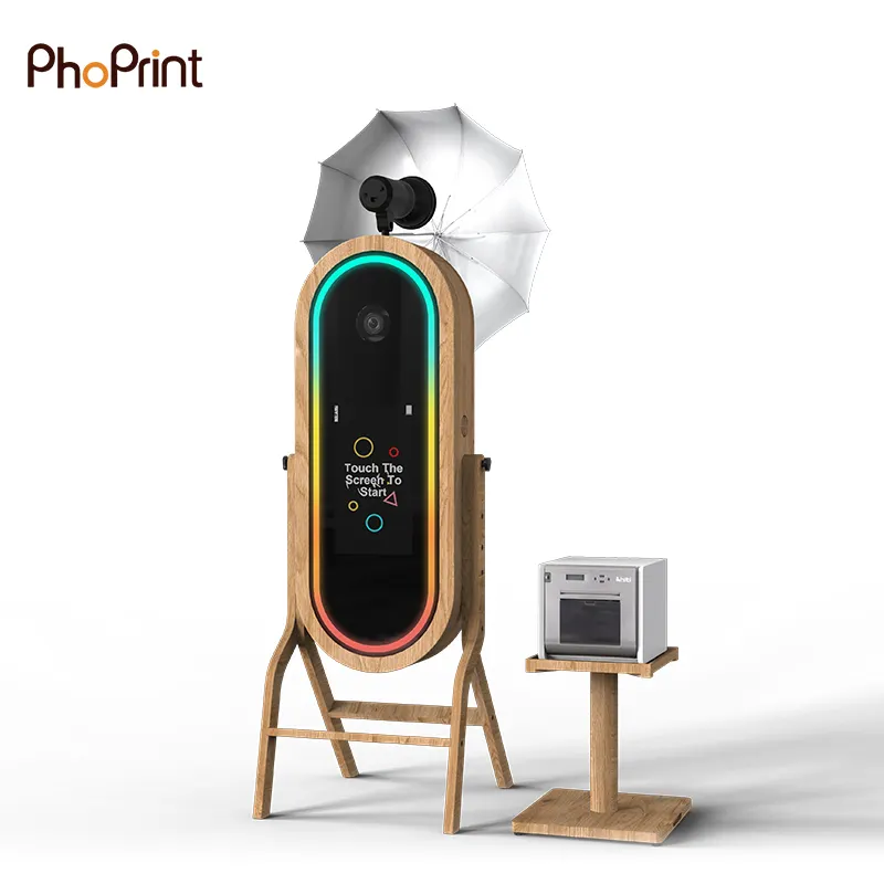 Portable Wooden Vintage Digital Interactive Party Mirror Photo Booth For Sale