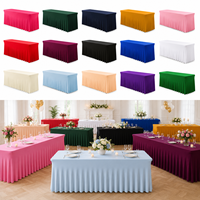 Housse de table extensible en spandex, nappe ajustée élastique, jupe de table plissée à volants longue jusqu'au sol pour mariage, banquet, dîner