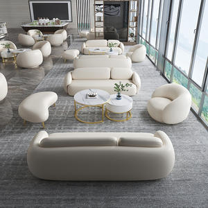 Modern Creative Leather Sofa Set Ingot Shaped Modular Office Sofa With Coffee Table For Business Club Reception And Negotiation - Product Image 4