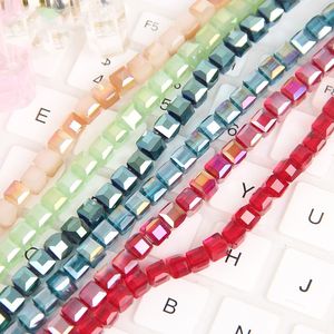 Sofia Crystal Factory Wholesale High Quality 8mm 6mm 4mm Faceted Crystal Cube Glass <strong>Beads</strong> Loose Square Gem <strong>Stones</strong> for Diy - Product Image 2