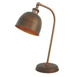 Lámpara de Escritorio Vintage con Brazo Curvo y Pantalla de Cúpula, Acabado en Latón Antiguo, Iluminación para el Hogar, Estudio, Oficina y Decoración Interior Clásica - Product Image 1