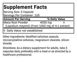 オーガニック100%ピュア非遺伝子組み換えビーガンマカ根カプセル4000mg天然エナジーチャージャー生殖機能サポートハーブサプリメント - Product Image 3