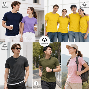 Camiseta de Cuello Redondo de Algodón 200GSM, Color Personalizado, Unisex, Suave, Duradera, Esencial para el Día a Día, OEM - Product Image 3