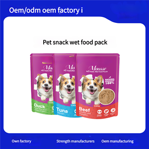 Aperitivo nutritivo para mascotas al por mayor, paquete de comida húmeda de 130g, comida húmeda para perros de todas las edades, bolsa de comida básica para perros con sabor a atún y pato - Product Image 2