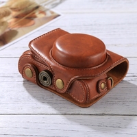 Étui de protection intégral en cuir PU souple avec sangle pour appareil photo Canon PowerShot G7 X Mark II