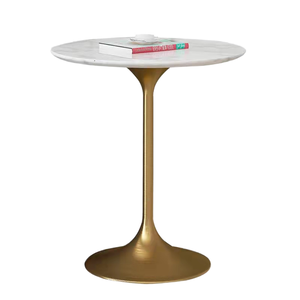 Mesa Esquinera de Hierro de Diseño Moderno con Forma de Tulipán, Estructura Metálica Resistente para Sala de Estar, Balcón, Cafetería, Comedor, No Plegable, para el Hogar - Product Image 1