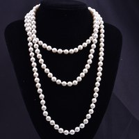 Colliers perlés NYY de style européen et américain pour femmes, simples, noués, multi-couches, longs, en verre imitation perle, vente en gros