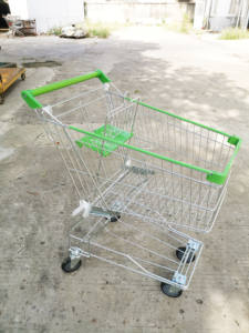 Penjualan laris 2025 keranjang belanja gaya Asia roda PU troli belanja troli dorong tangan untuk Supermarket tanpa lipat - Product Image 5