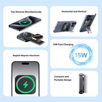 Chargeur sans Fil Magnétique Portable Pliable 3-en-1 pour Téléphone Mobile à Charge Rapide