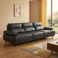 Canapé d'angle moderne en cuir pleine fleur de 3,6 m pour appartement, avec pieds en acier inoxydable, mobilier italien