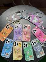 Coque Papillon Mignonne en TPU Mat Personnalisée Style Ins avec Bracelet pour iPhone 16 17 18 Pro Max Vente en Gros 2026