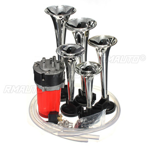 Bocina de Aire Electrónica Universal de 5 Trompetas, Estilo Dixie Dukes of Hazzard, Cromada, para Auto, Camión, Barco, 12V, 125db - Product Image 6