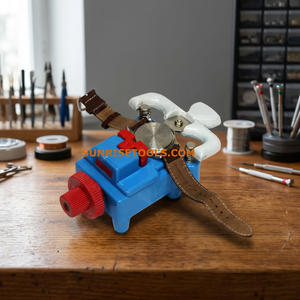 Outil rotatif en acier inoxydable bleu avec bouton rouge et sangle en cuir pour le polissage de bijoux et le bricolage - Product Image 4