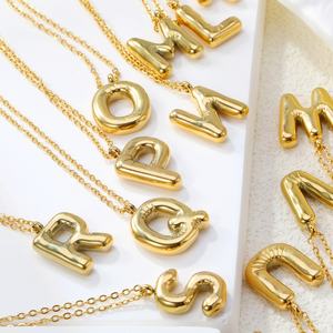 Joyería de Moda, Collares con Letras Iniciales del Alfabeto en Forma de Globo, Chapados en Oro de 18K, Collar con Colgante de Letra de Acero Inoxidable para Mujer - Product Image 3