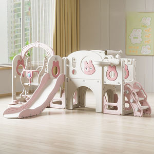 うさぎ 幼児用 滑り台 クライマー プレイセット 室内 屋外 環境に優しい 子供用スライド バスケットボール ベビーブランコ ゴール 学校 裏庭 - Product Image 2