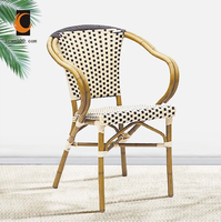 Chaise de bistrot de style français café parisien osier rotin patio extérieur fauteuils de salle à manger chaises de café