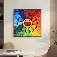 Tableau numérique en alliage d'aluminium motif Tournesol Souriant et Boule de Poils, impression 6 couleurs, 60x60 80x80 100x100cm