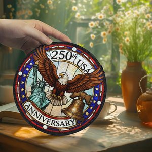 250th Usa Anniversary Stained Glass Suncatcher Window <b>Hanging</b> Art Pendant - Product Image 2