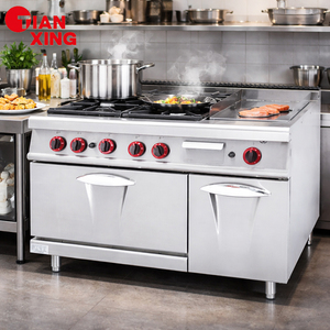 Fourneau à gaz professionnel TIANXING de qualité supérieure en acier inoxydable à 6 brûleurs avec four pour hôtels et restaurants - Product Image 1