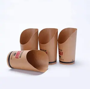 Tek kullanımlık Kraft kağıt torbalar gıda kapları patates cipsi tutucu götürmek patates kızartması bardak kızarmış tavuk kutuları yumurta kek bardak