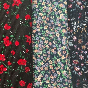Tissu souple en <span class=keywords><strong>velours</strong></span> côtelé Pinwale 100% coton, Design Floral personnalisé, 16w - Product Image 6