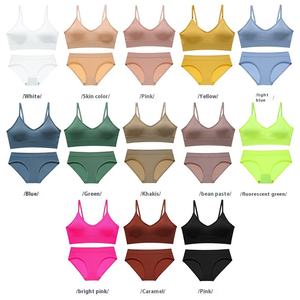 Conjunto de ropa interior deportiva transpirable sin costuras para mujer, Sujetador deportivo con correa ajustable y Top corto con <span class=keywords><strong>bragas</strong></span> de Bikini con cuello en V para fútbol - Product Image 2