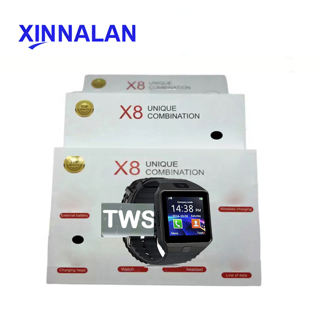 Trending X8 SmartWatch Combo TWS Earbuds Wireless Charger 7in1 Square Silicone IP67 Premium Sports Calendar Wrist Watch Gift Set