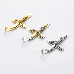 Pendentif croix religieuse en acier inoxydable pour femmes et hommes, couleur argent ou or, crucifix en métal, breloques de prière Jésus, bijoux cadeau - Product Image 3
