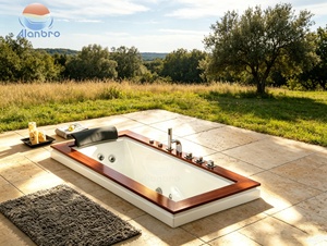 Baignoire acrylique encastrable Whirlpool avec massage par air et cascade, hydrothérapie, <span class=keywords><strong>spa</strong></span> japonais chauffé pour intérieur/extérieur - Product Image 3