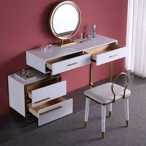 Latest Luxury Design Marble Top Makeup Mirrored Dressers With Storage