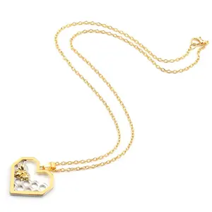 Custom Jewelry 925 Sterling Silver Gold Plated Hexagon Heart Hive Honeycomb Bee Animal Pendant Chain Necklaces